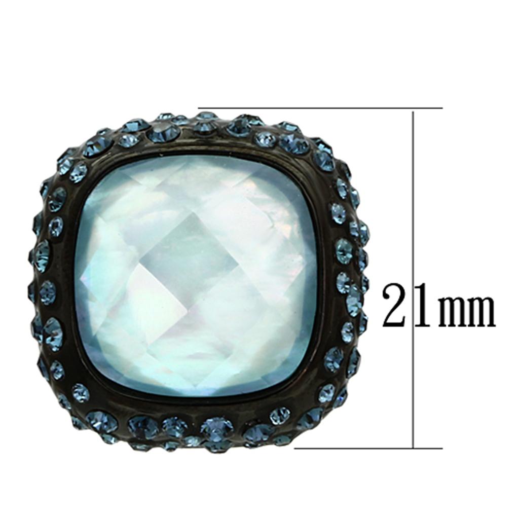 IP Black(Ion Plating) Brass Earrings with Synthetic Synthetic Glass in Sea Blue
