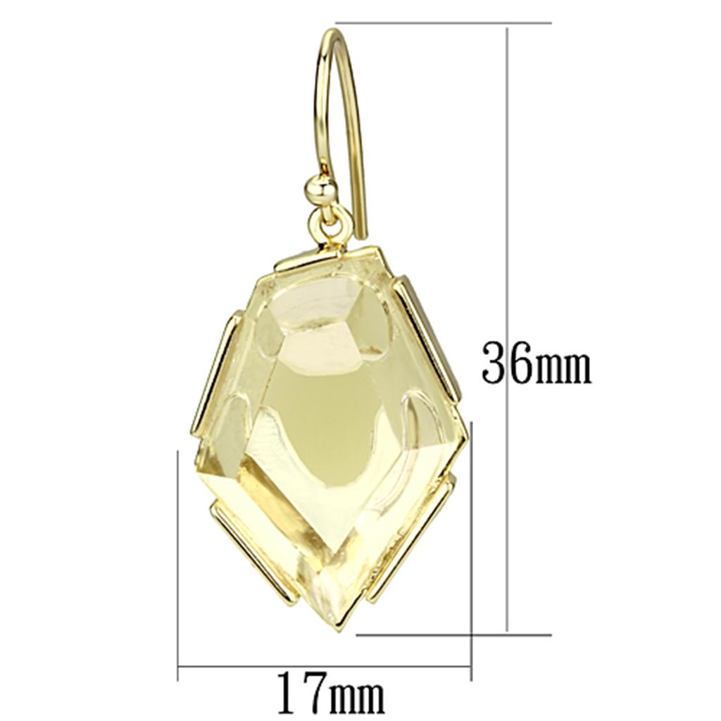 IP Gold(Ion Plating) Brass Earrings with Synthetic Synthetic Stone in Clear