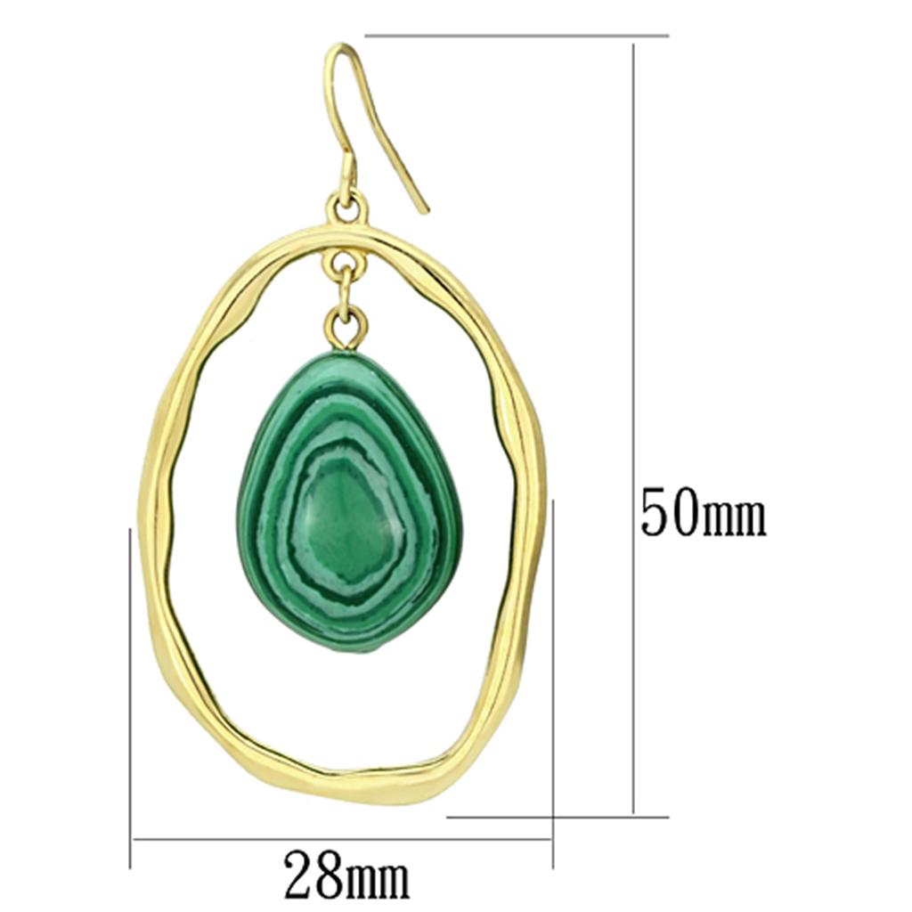 IP Gold(Ion Plating) Brass Earrings with Synthetic MALACHITE in Turquoise