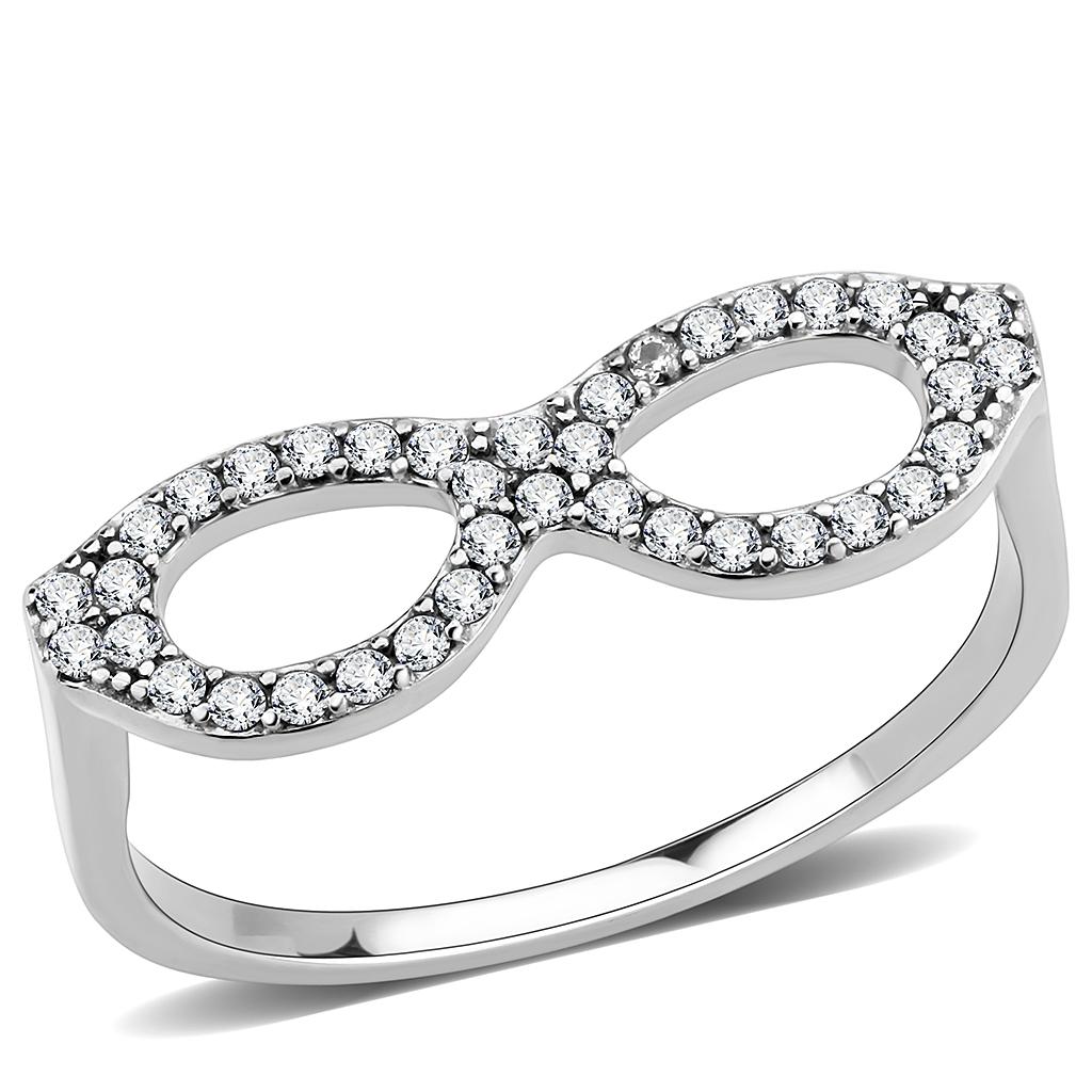 No Plating Stainless Steel Ring with AAA Grade CZ in Clear