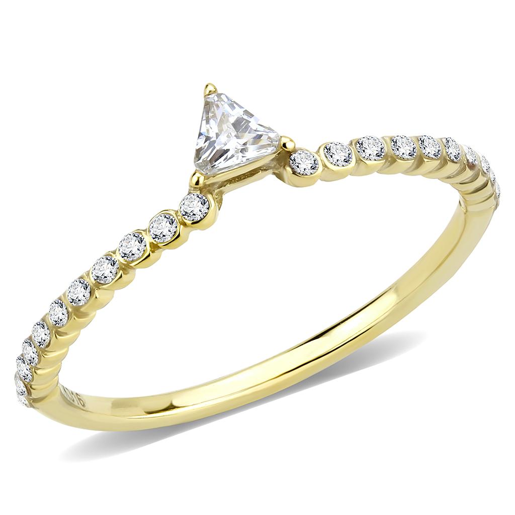 IP Gold(Ion Plating) Stainless Steel Ring with AAA Grade CZ in Clear