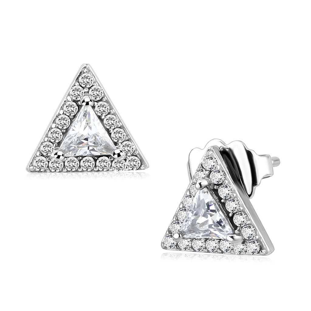 No Plating Stainless Steel Earrings with AAA Grade CZ in Clear