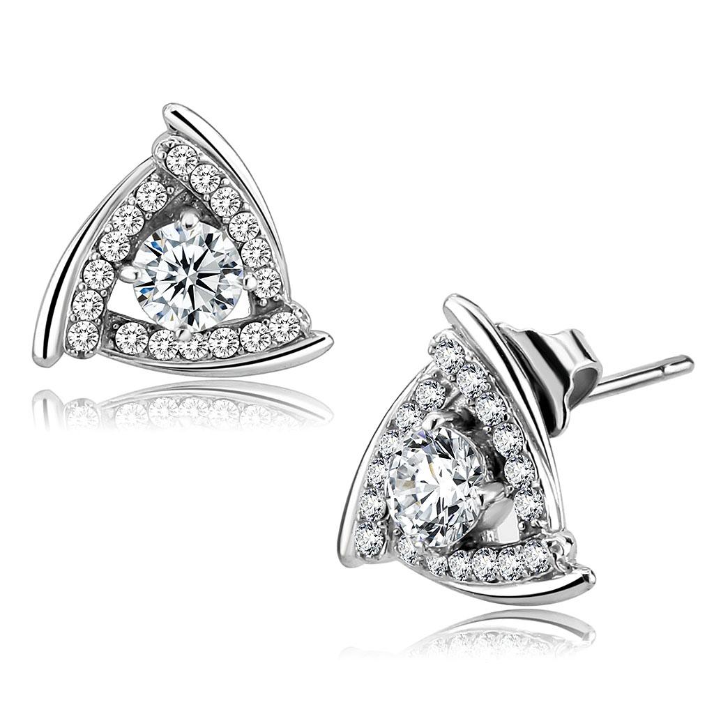 No Plating Stainless Steel Earrings with AAA Grade CZ in Clear