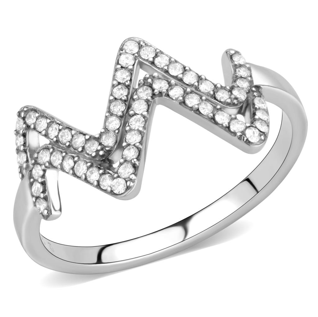 No Plating Stainless Steel Ring with AAA Grade CZ in Clear