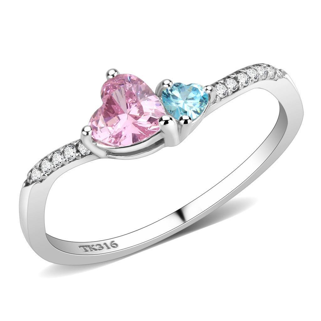 High polished (no plating) Stainless Steel Ring with AAA Grade CZ in Multi Color