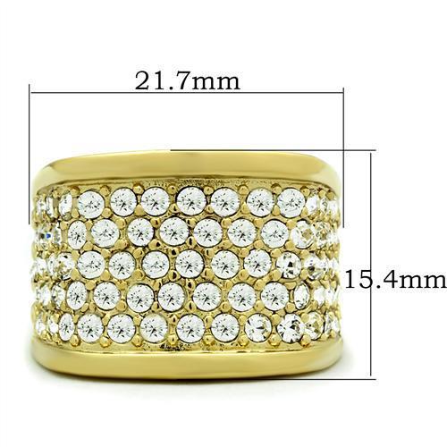 IP Gold(Ion Plating) Brass Ring with Top Grade Crystal in Clear
