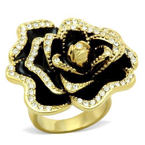 IP Gold(Ion Plating) Brass Ring with Top Grade Crystal in Clear