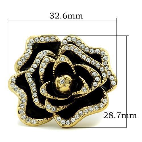 IP Gold(Ion Plating) Brass Ring with Top Grade Crystal in Clear