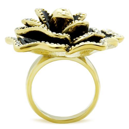 IP Gold(Ion Plating) Brass Ring with Top Grade Crystal in Clear