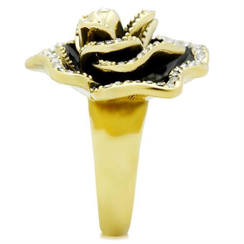 IP Gold(Ion Plating) Brass Ring with Top Grade Crystal in Clear