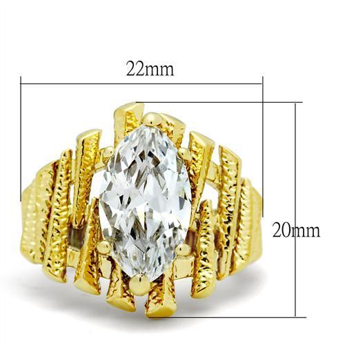 IP Gold(Ion Plating) Brass Ring with AAA Grade CZ in Clear
