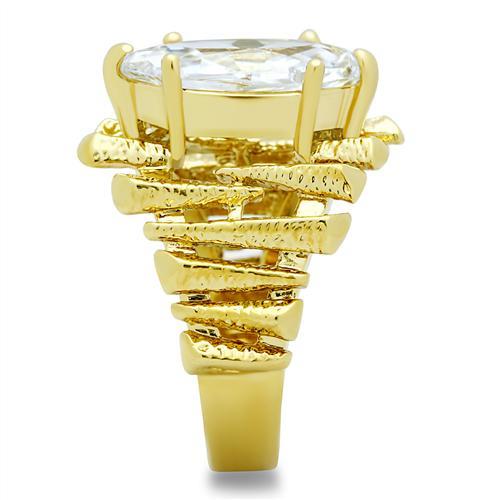 IP Gold(Ion Plating) Brass Ring with AAA Grade CZ in Clear