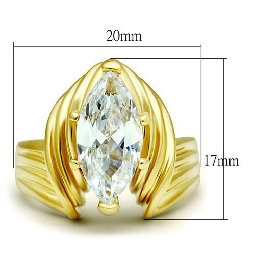 IP Gold(Ion Plating) Brass Ring with AAA Grade CZ in Clear