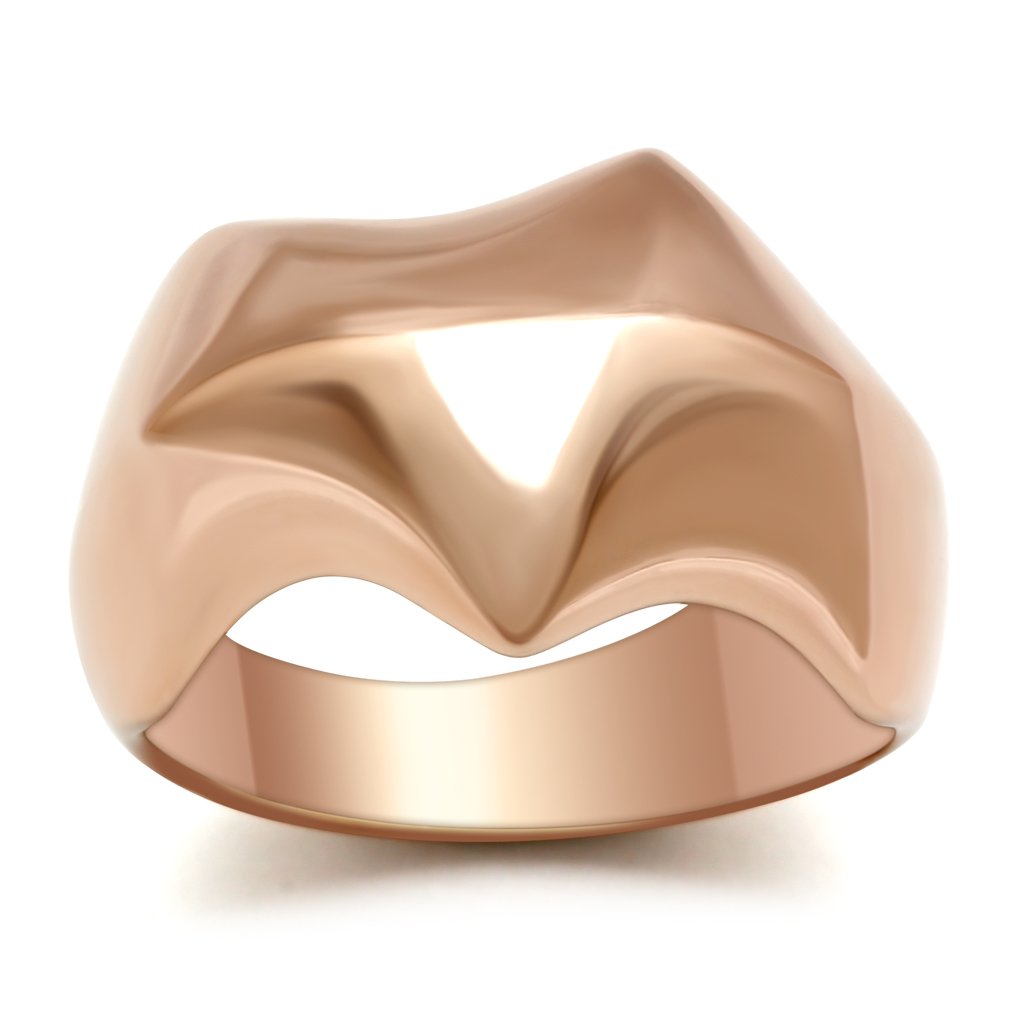 IP Rose Gold(Ion Plating) Brass Ring with No Stone