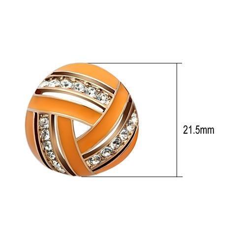 IP Rose Gold(Ion Plating) Brass Earrings with Top Grade Crystal in Clear