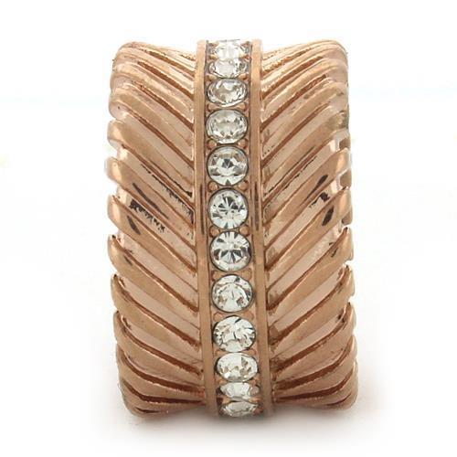 IP Rose Gold(Ion Plating) Brass Ring with Top Grade Crystal in Clear