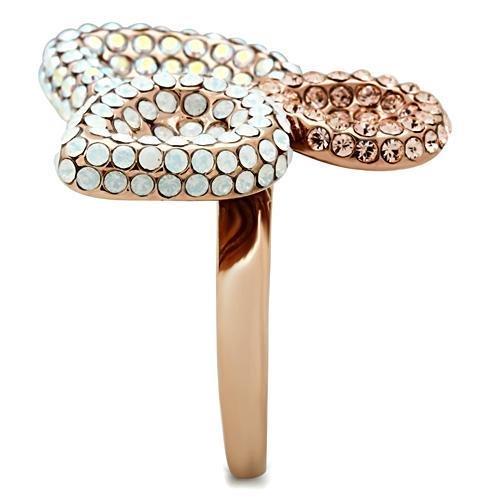 IP Rose Gold(Ion Plating) Brass Ring with Top Grade Crystal in Multi Color