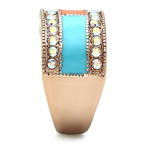 IP Rose Gold(Ion Plating) Brass Ring with Top Grade Crystal in Clear