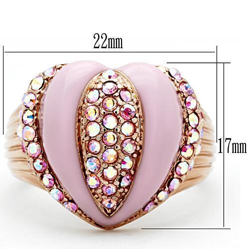 IP Rose Gold(Ion Plating) Brass Ring with Top Grade Crystal in Light Rose