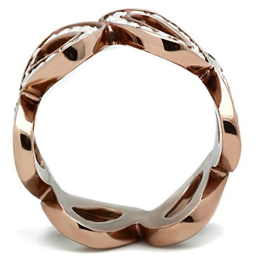 IP Rose Gold(Ion Plating) Brass Ring with Top Grade Crystal in Aurora Borealis (Rainbow Effect)