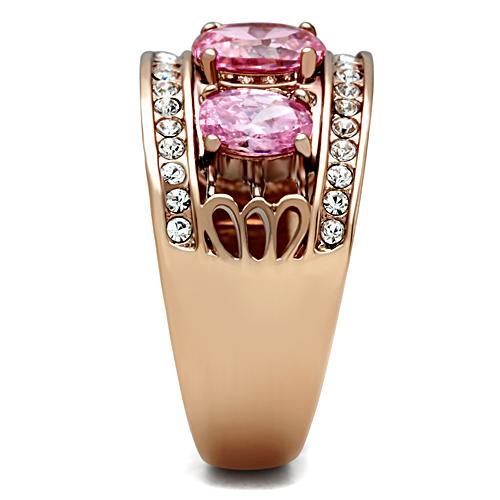 IP Rose Gold(Ion Plating) Brass Ring with AAA Grade CZ in Rose