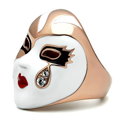 IP Rose Gold(Ion Plating) Brass Ring with Top Grade Crystal in Clear