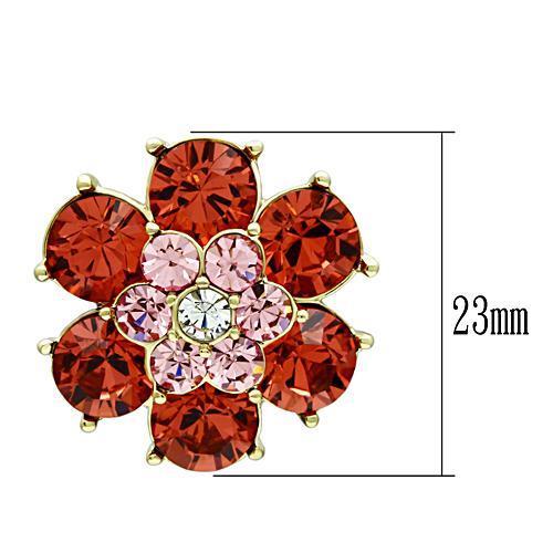 IP Gold(Ion Plating) Brass Earrings with Top Grade Crystal in Multi Color