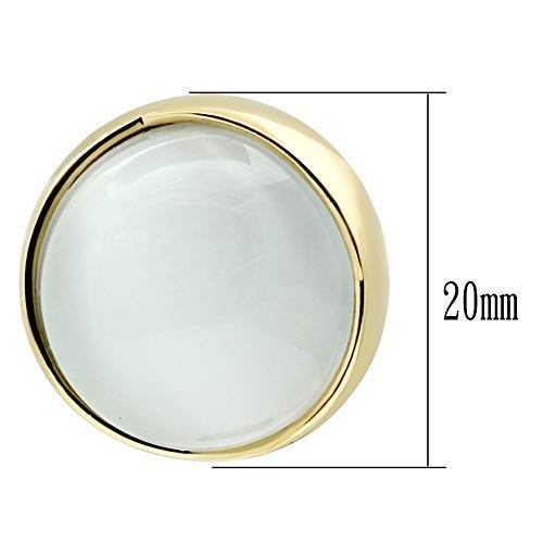 IP Gold(Ion Plating) Brass Earrings with Synthetic Cat Eye in White