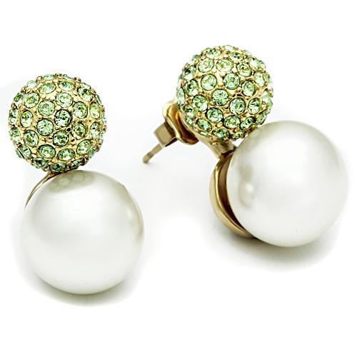 IP Gold(Ion Plating) Brass Earrings with Synthetic Pearl in White