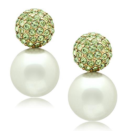 IP Gold(Ion Plating) Brass Earrings with Synthetic Pearl in White