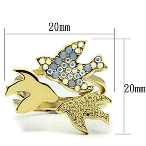 IP Gold(Ion Plating) Brass Ring with Top Grade Crystal in Multi Color