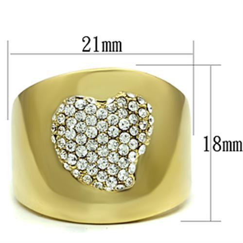IP Gold(Ion Plating) Brass Ring with Top Grade Crystal in Clear