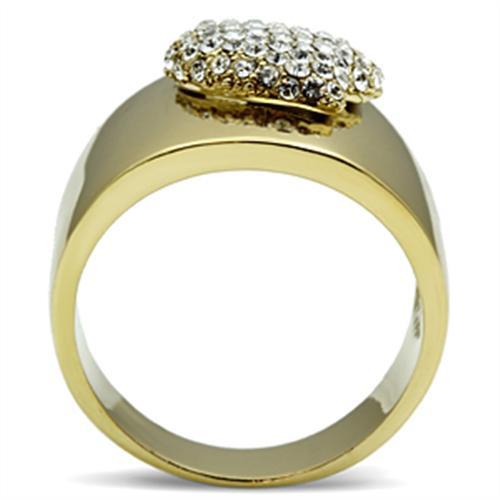 IP Gold(Ion Plating) Brass Ring with Top Grade Crystal in Clear