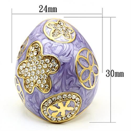 IP Gold(Ion Plating) Brass Ring with Top Grade Crystal in Clear