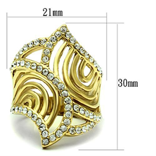IP Gold(Ion Plating) Brass Ring with Top Grade Crystal in Clear