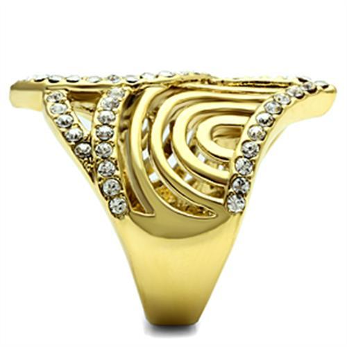 IP Gold(Ion Plating) Brass Ring with Top Grade Crystal in Clear