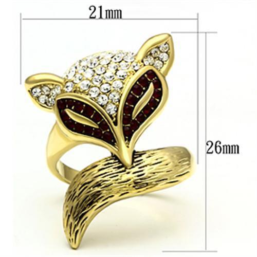 IP Gold(Ion Plating) Brass Ring with Top Grade Crystal in Multi Color