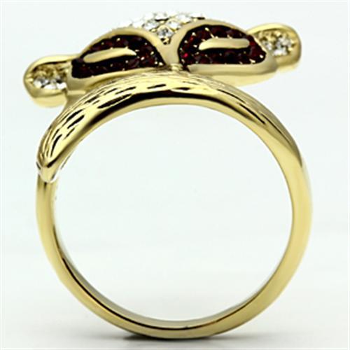 IP Gold(Ion Plating) Brass Ring with Top Grade Crystal in Multi Color