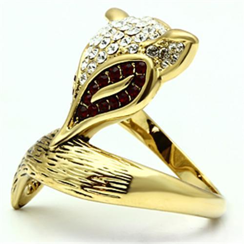 IP Gold(Ion Plating) Brass Ring with Top Grade Crystal in Multi Color