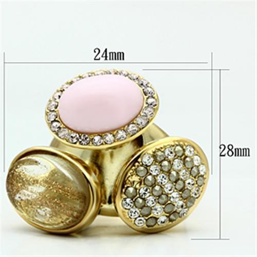 IP Gold(Ion Plating) Brass Ring with Top Grade Crystal in Multi Color