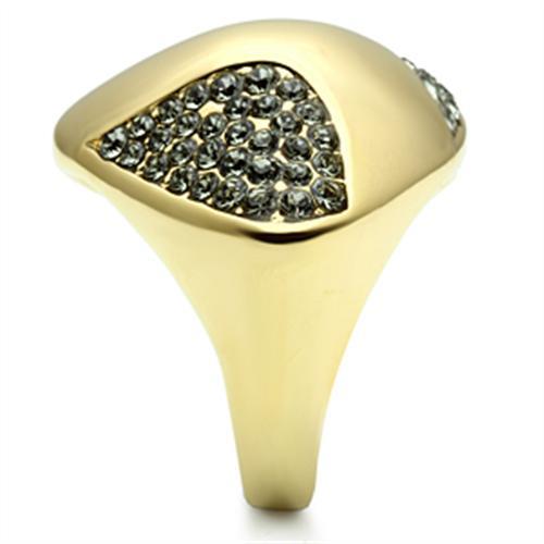 IP Gold(Ion Plating) Brass Ring with Top Grade Crystal in Black Diamond