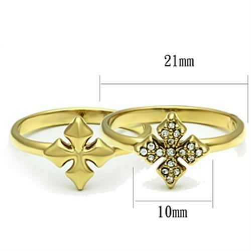 IP Gold(Ion Plating) Brass Ring with Top Grade Crystal in Clear