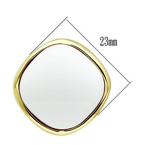 IP Gold(Ion Plating) Brass Earrings with Synthetic Synthetic Glass in White