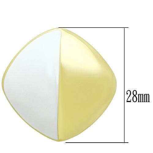 IP Gold(Ion Plating) Brass Earrings with Epoxy in White