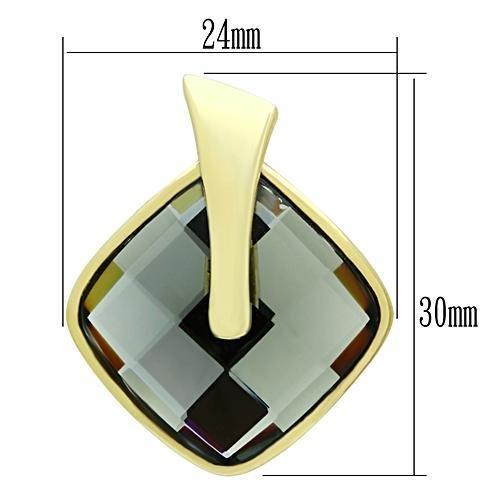 IP Gold(Ion Plating) Brass Earrings with Synthetic Synthetic Glass in Black Diamond