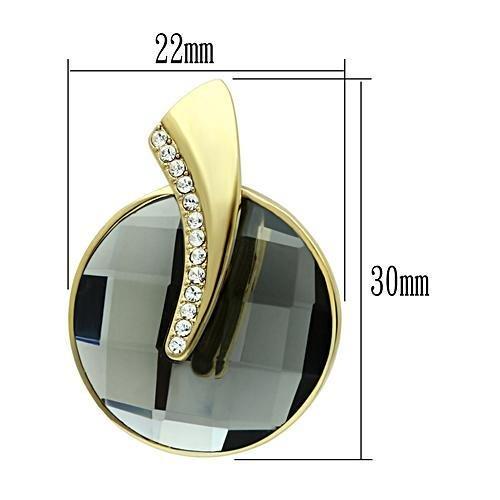IP Gold(Ion Plating) Brass Earrings with Synthetic Synthetic Glass in Black Diamond