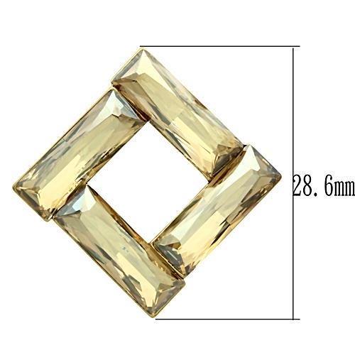 IP Gold(Ion Plating) Brass Earrings with Top Grade Crystal in Topaz