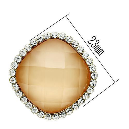 IP Gold(Ion Plating) Brass Earrings with Synthetic Synthetic Stone in Orange