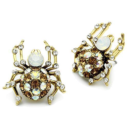 IP Gold(Ion Plating) Brass Earrings with Top Grade Crystal in Multi Color
