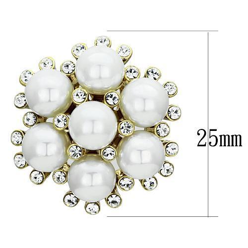 IP Gold(Ion Plating) Brass Earrings with Synthetic Pearl in White